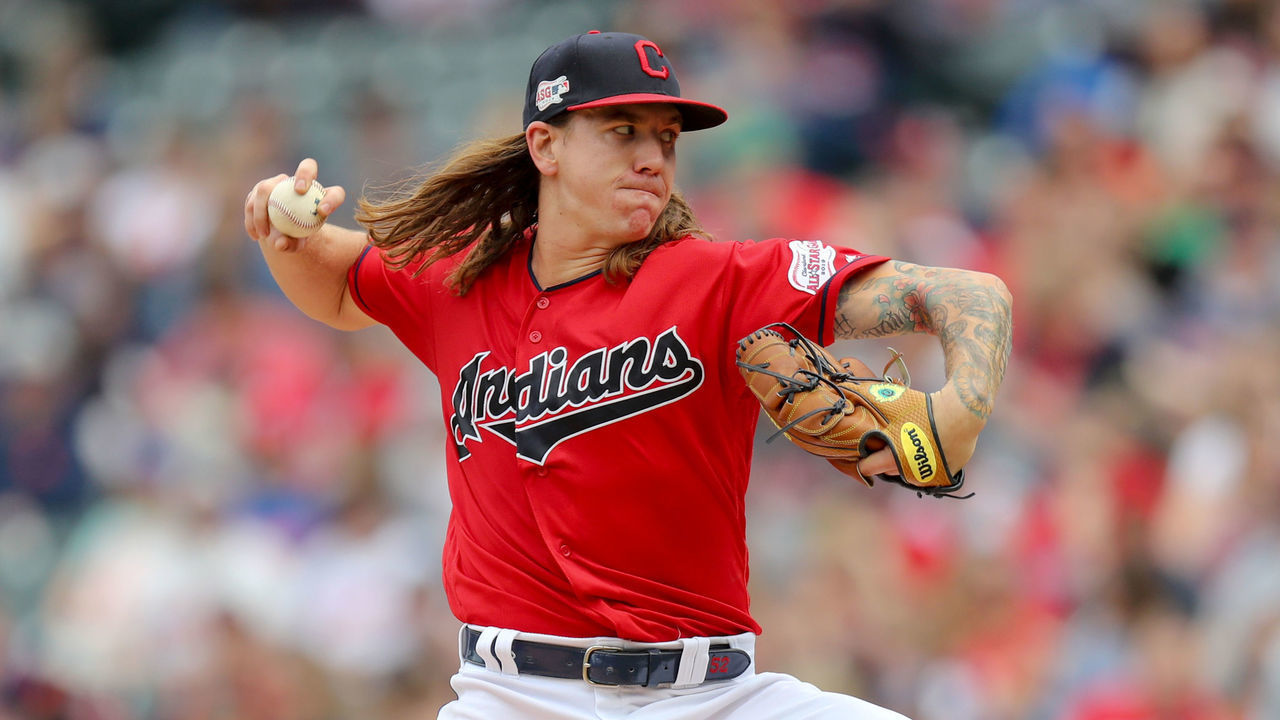 CLEVELAND, OH - APRIL 07: Cleveland Indians starting pitcher Mike Clevinger (52) delivers a pitch to the plate during the third inning of the Major League Baseball game between the Toronto Blue Jays and Cleveland Indians on April 7, 2019, at Progressive Field in Cleveland, OH.