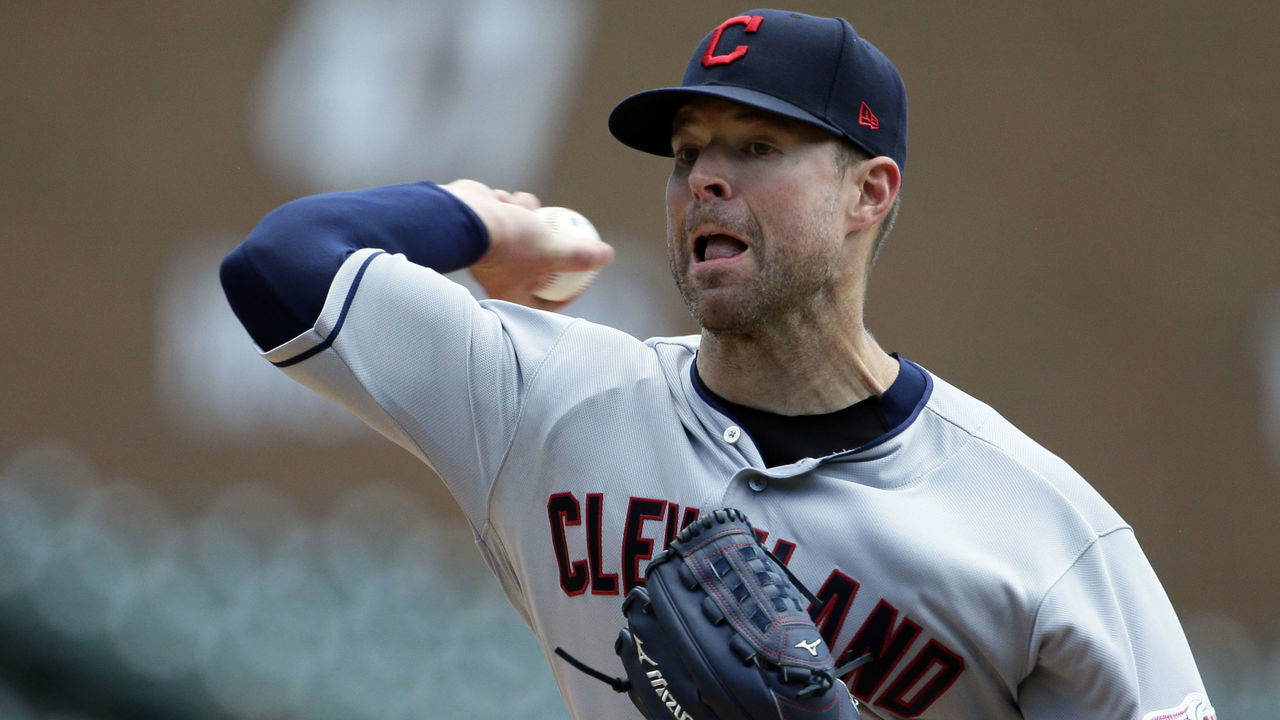 DETROIT, MI - APRIL 9: Corey Kluber #28 of the Cleveland Indians pitches against the Detroit Tigers during the second inning at Comerica Park on April 9, 2019 in Detroit, Michigan.