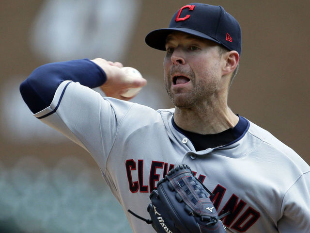 DETROIT, MI - APRIL 9: Corey Kluber #28 of the Cleveland Indians pitches against the Detroit Tigers during the second inning at Comerica Park on April 9, 2019 in Detroit, Michigan.