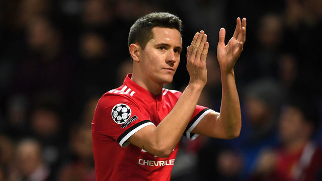 MANCHESTER, ENGLAND - DECEMBER 05: Ander Herrera of Manchester United reacts during the UEFA Champions League group A match between Manchester United and CSKA Moskva at Old Trafford on December 5, 2017 in Manchester, United Kingdom.