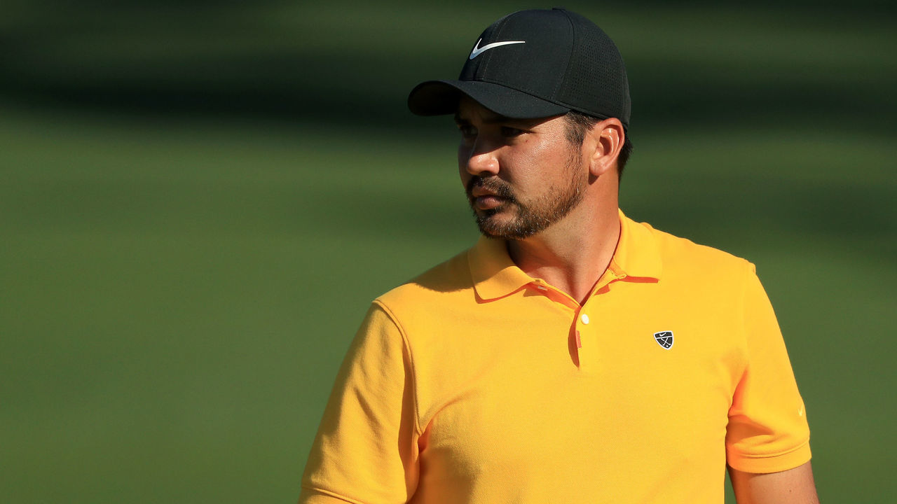 AUGUSTA, GEORGIA - APRIL 10: Jason Day of Australia looks on during a practice round prior to the Masters at Augusta National Golf Club on April 10, 2019 in Augusta, Georgia.