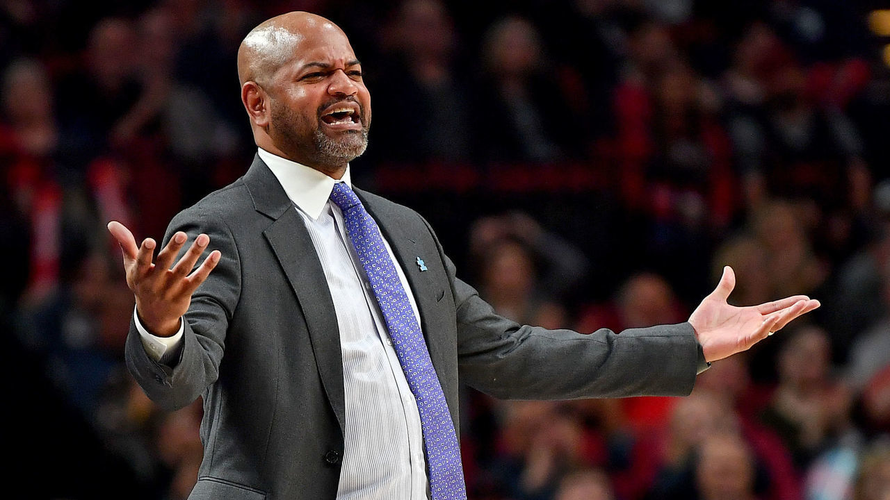 PORTLAND, OREGON - APRIL 03: Head coach J.B. Bickerstaff of the Memphis Grizzlies doesn't like the call against his team during the first half against the Portland Trail Blazers at the Moda Center on April 03, 2019 in Portland, Oregon.