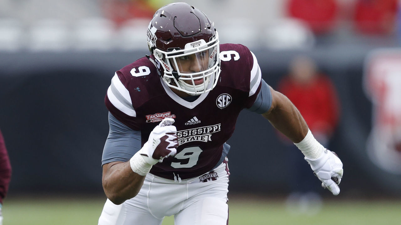 JACKSONVILLE, FL - DECEMBER 30: Montez Sweat #9 of the Mississippi State Bulldogs in action against the Louisville Cardinals during the TaxSlayer Bowl at EverBank Field on December 30, 2017 in Jacksonville, Florida. The Bulldogs won 31-27.