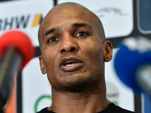 FC Differdange 03 football club's newly-recruited French football player Florent Malouda speaks during a press conference in Differdange on January 26, 2018. The 37-year-old has been living in the country for several months and Differdange, who were runners-up in the Luxembourg league last season, announced they had signed him on a six-month deal. / AFP PHOTO / JOHN THYS