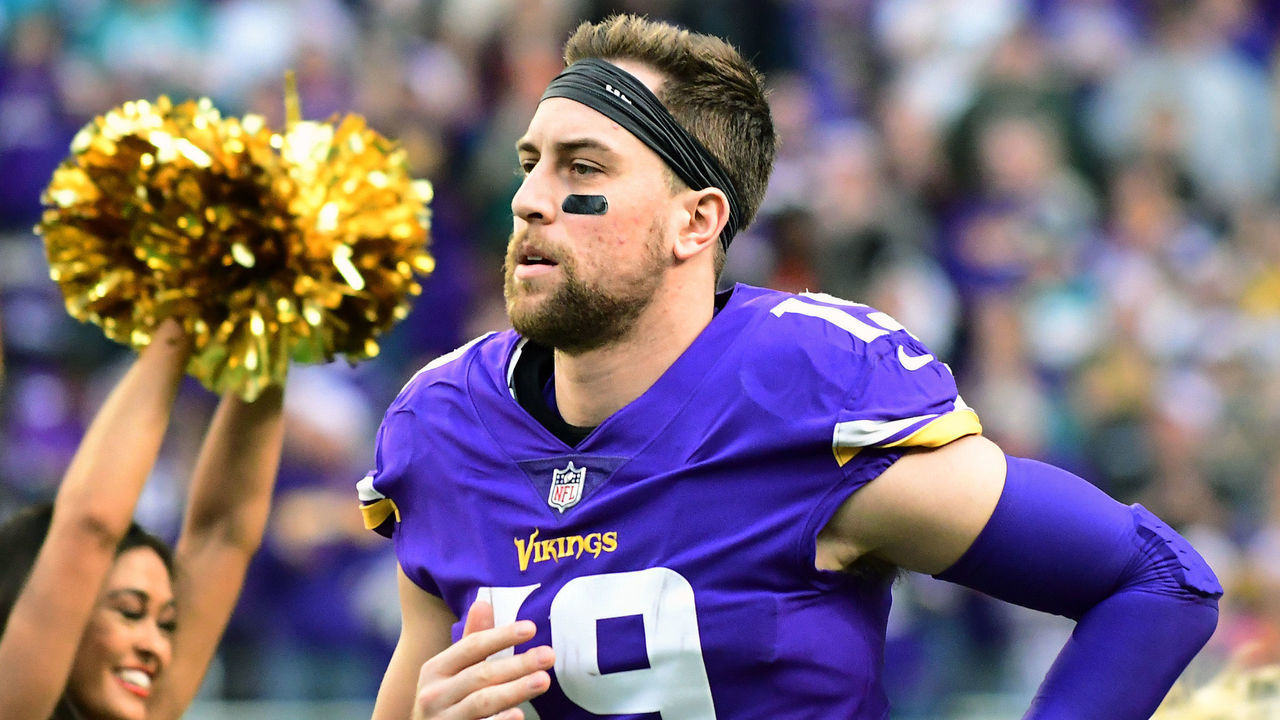 MINNEAPOLIS, MN - DECEMBER 16: Minnesota Vikings Wide Receiver Adam Thielen (19) takes the field before an NFL game between the Minnesota Vikings and Miami Dolphins on December 16, 2018 at U.S. Bank Stadium in Minneapolis, Minnesota.