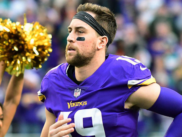 MINNEAPOLIS, MN - DECEMBER 16: Minnesota Vikings Wide Receiver Adam Thielen (19) takes the field before an NFL game between the Minnesota Vikings and Miami Dolphins on December 16, 2018 at U.S. Bank Stadium in Minneapolis, Minnesota.
