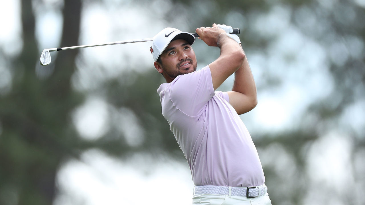 AUGUSTA, GEORGIA - APRIL 12: Jason Day of Australia plays his shot from the fourth tee during the second round of the Masters at Augusta National Golf Club on April 12, 2019 in Augusta, Georgia.