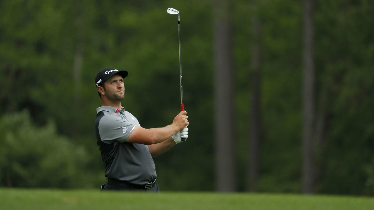 AUGUSTA, GEORGIA - APRIL 12: Jon Rahm of Spain plays a shot on the 12th hole during the second round of the Masters at Augusta National Golf Club on April 12, 2019 in Augusta, Georgia.