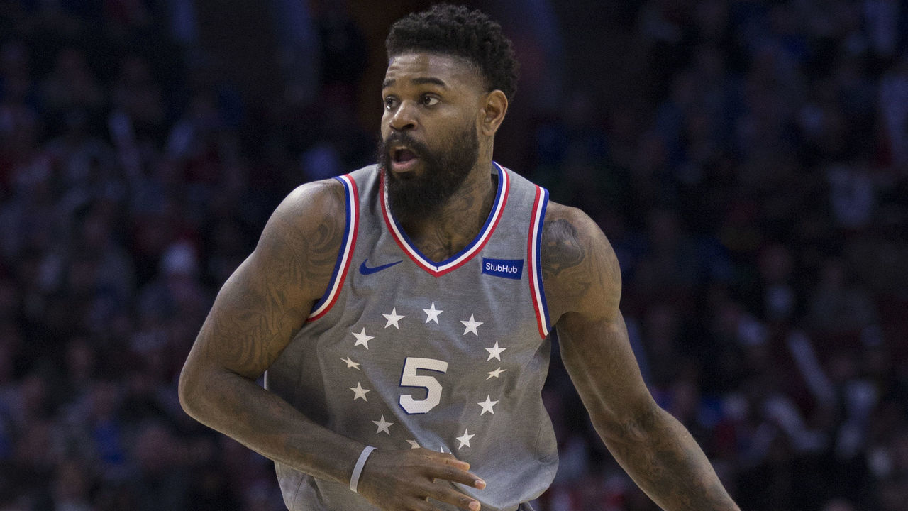 PHILADELPHIA, PA - NOVEMBER 16: Amir Johnson #5 of the Philadelphia 76ers dribbles the ball against the Utah Jazz at the Wells Fargo Center on November 16, 2018 in Philadelphia, Pennsylvania.