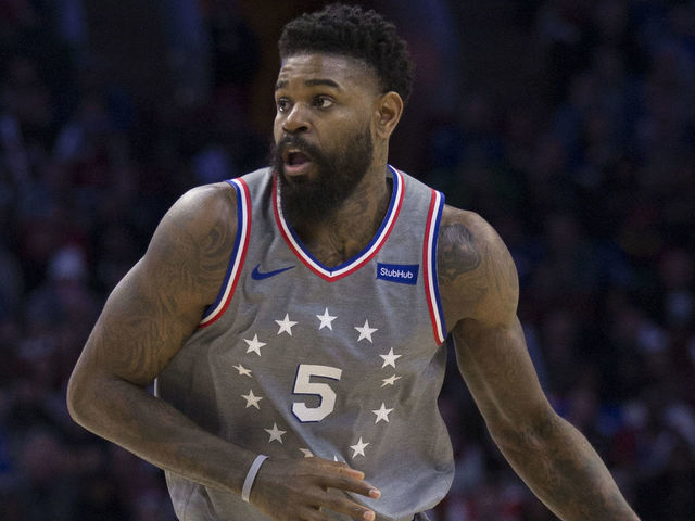PHILADELPHIA, PA - NOVEMBER 16: Amir Johnson #5 of the Philadelphia 76ers dribbles the ball against the Utah Jazz at the Wells Fargo Center on November 16, 2018 in Philadelphia, Pennsylvania.