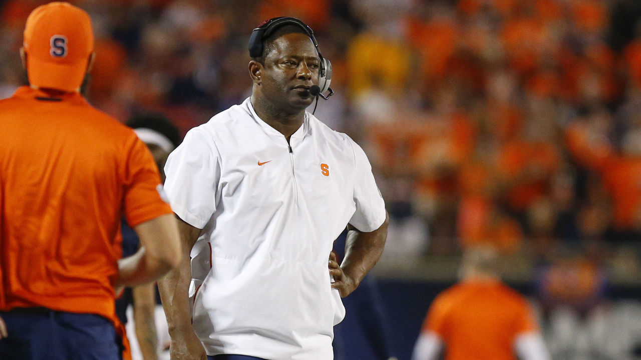 ORLANDO, FL - DECEMBER 28: Syracuse Orange head coach Dino Babers looks on during the 2018 Camping World Bowl between the West Virginia Mountaineers and the Syracuse Orange on December 28, 2018 at Camping World Stadium in Orlando, Fl.