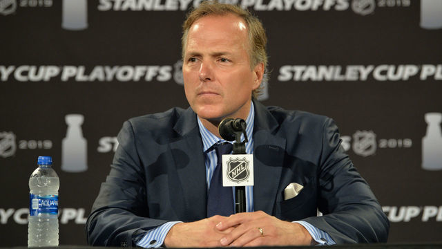 COLUMBUS, OH - APRIL 14: Head Coach Jon Cooper of the Tampa Bay Lightning talks to the media following a 3-1 loss in Game Three of the Eastern Conference First Round against the Columbus Blue Jackets during the 2019 NHL Stanley Cup Playoffs on April 14, 2019 at Nationwide Arena in Columbus, Ohio.