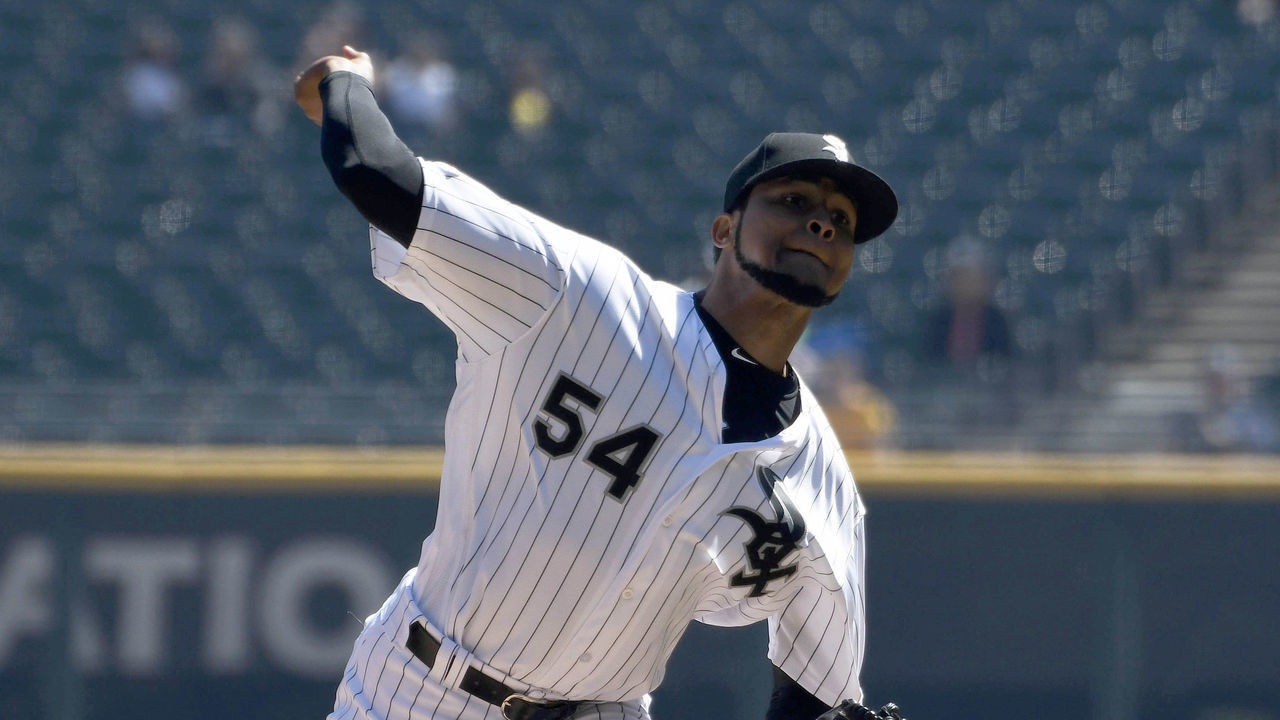 CHICAGO, ILLINOIS - APRIL 09: Ervin Santana #54 of the Chicago White Sox throws the ball against the Tampa Bay Rays during the first inning at Guaranteed Rate Field on April 09, 2019 in Chicago, Illinois.