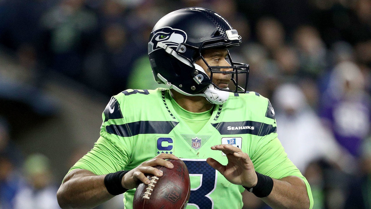 SEATTLE, WA - DECEMBER 10: Russell Wilson #3 of the Seattle Seahawks looks to throw the ball in the fourth quarter against the Minnesota Vikings during their game at CenturyLink Field on December 10, 2018 in Seattle, Washington.