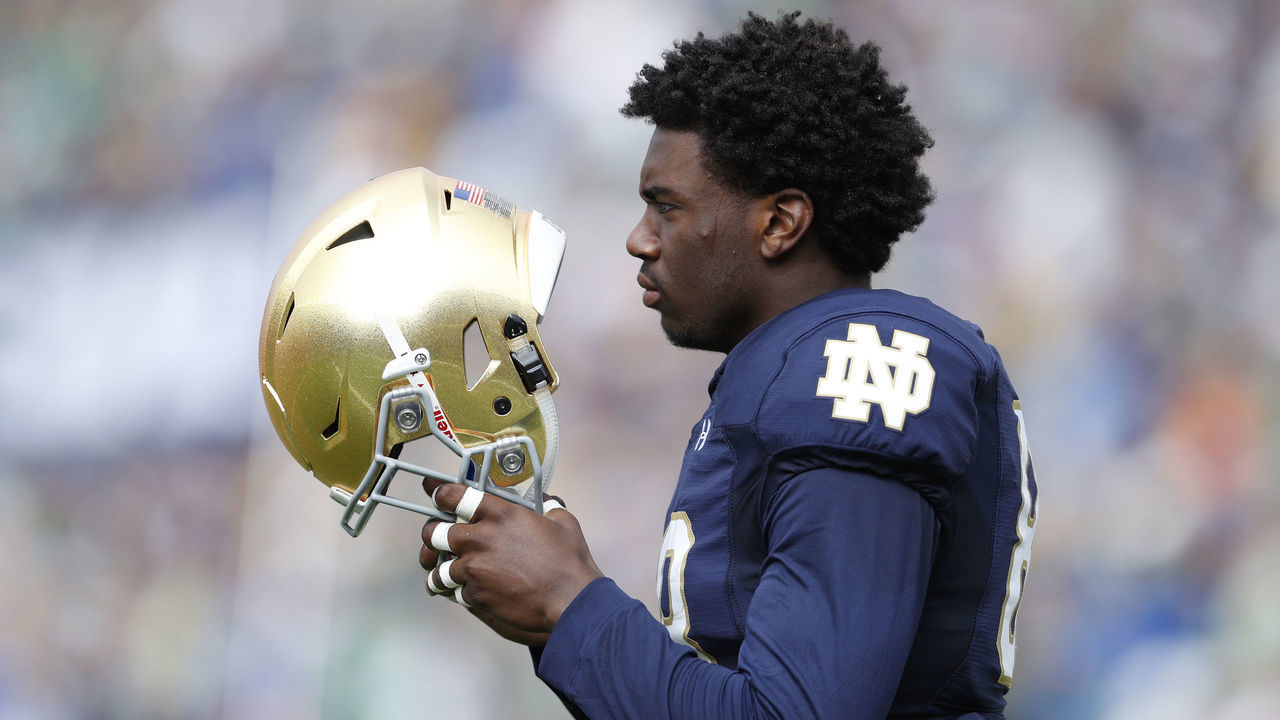 SOUTH BEND, IN - SEPTEMBER 10: Javon McKinley #88 of the Notre Dame Fighting Irish looks on against the Nevada Wolf Pack during the game at Notre Dame Stadium on September 10, 2016 in South Bend, Indiana. Notre Dame defeated Nevada 39-10.