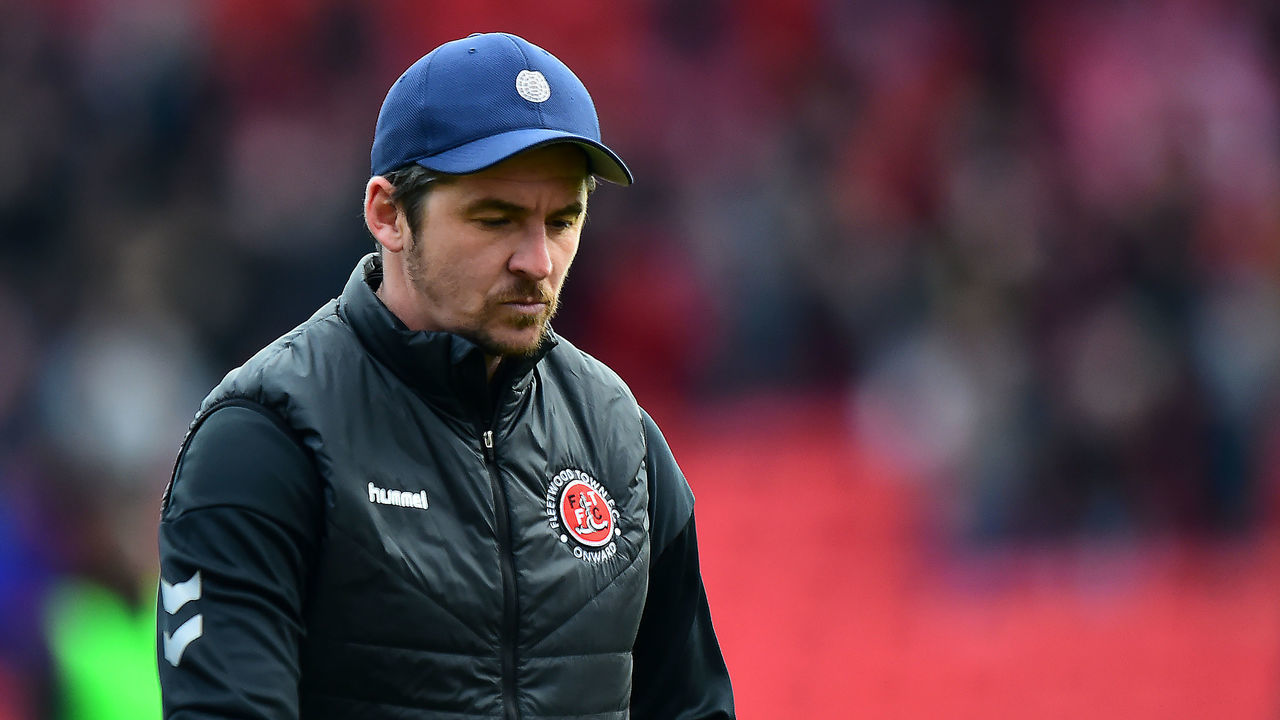 BARNSLEY, ENGLAND - APRIL 13: Fleetwood Town manager Joey Barton walks off at full-time during the Sky Bet League One match between Barnsley and Fleetwood Town at Oakwell Stadium on April 13, 2019 in Barnsley, United Kingdom.