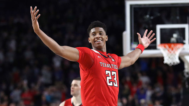 MINNEAPOLIS, MINNESOTA - APRIL 06: Jarrett Culver #23 of the Texas Tech Red Raiders celebrates late in the second half against the Michigan State Spartans during the 2019 NCAA Final Four semifinal at U.S. Bank Stadium on April 6, 2019 in Minneapolis, Minnesota.