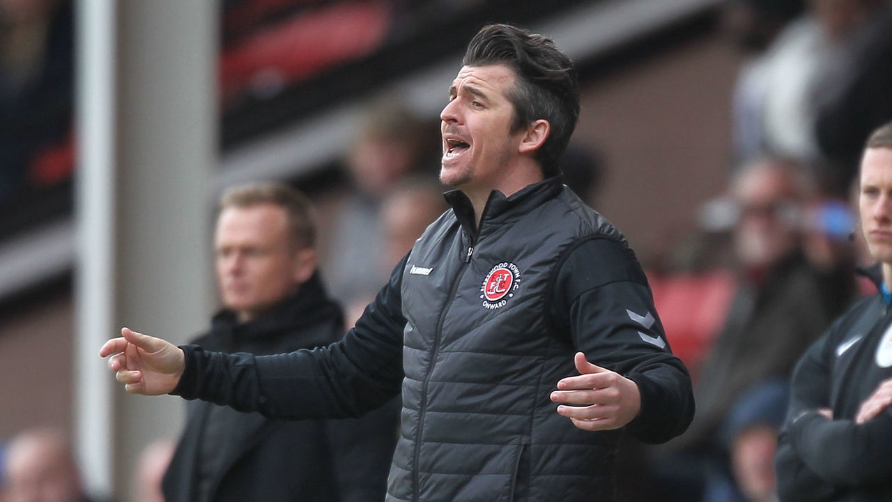 WALSALL, ENGLAND - MARCH 09: Fleetwood Town's Manager Joey Barton during the Sky Bet League One match between Walsall and Fleetwood Town at Bescot Stadium on March 9, 2019 in Walsall, United Kingdom.