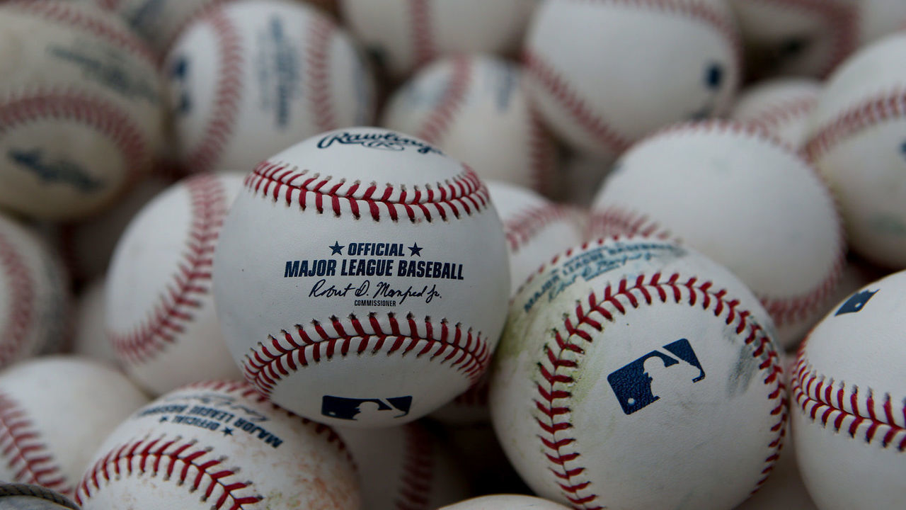 BOSTON MA. - APRIL 9: A bucket of baseballs on the infield at Fenway Park prior to the Boston Red Sox home opener against the Toronto Blue Jays on April 9, 2019 in Boston, Massachusetts. (Staff Photo By Nancy Lane/MediaNews Group/Boston Herald via Getty Images)