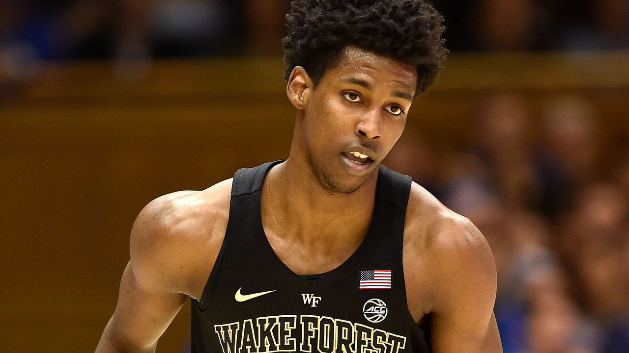 DURHAM, NC - MARCH 05: Jaylen Hoard #10 of the Wake Forest Demon Deacons in action against the Duke Blue Devils in the first half at Cameron Indoor Stadium on March 5, 2019 in Durham, North Carolina.