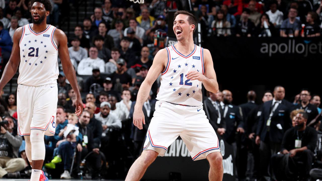 BROOKLYN, NY - APRIL 20: T.J. McConnell #12 of the Philadelphia 76ers smiles against the Brooklyn Nets during Game Four of Round One of the 2019 NBA Playoffs on April 20, 2019 at Barclays Center in Brooklyn, New York. Mandatory Copyright Notice: Copyright 2019 NBAE