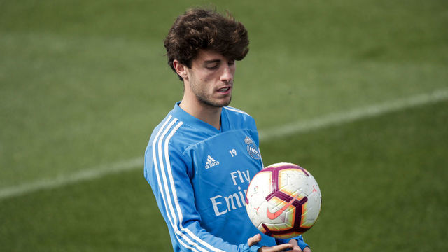 MADRID, SPAIN - APRIL 14: Alvaro Odriozola of Real Madrid during the Training session Real Madrid on April 14, 2019 in Madrid Spain