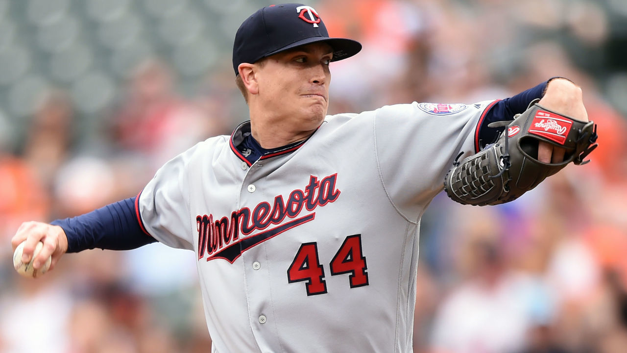 BALTIMORE, MD - APRIL 21: Kyle Gibson #44 of the Minnesota Twins pitches in the first inning during a baseball game against the Baltimore Orioles at Oriole Park at Camden Yards on April 21, 2019 in Washington, DC.