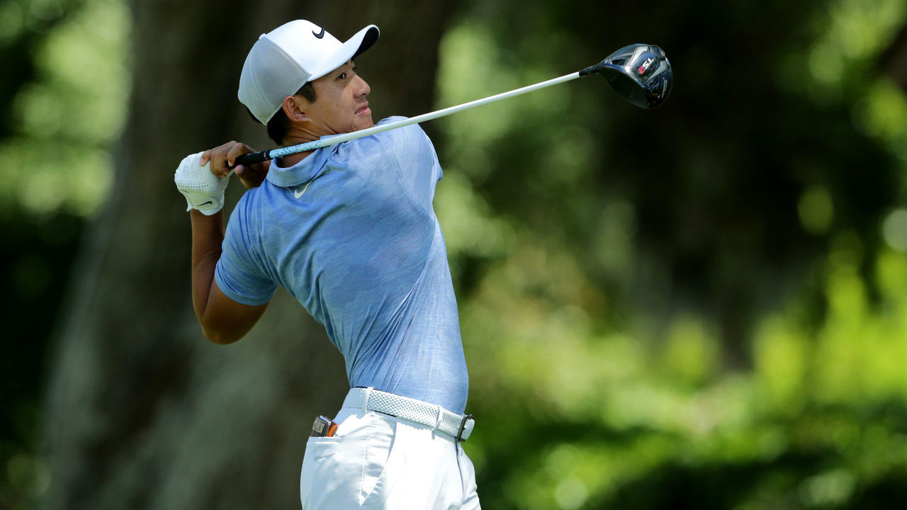 HILTON HEAD ISLAND, SOUTH CAROLINA - APRIL 21: C.T. Pan of Taiwan plays his shot from the third tee during the final round of the 2019 RBC Heritage at Harbour Town Golf Links on April 21, 2019 in Hilton Head Island, South Carolina.
