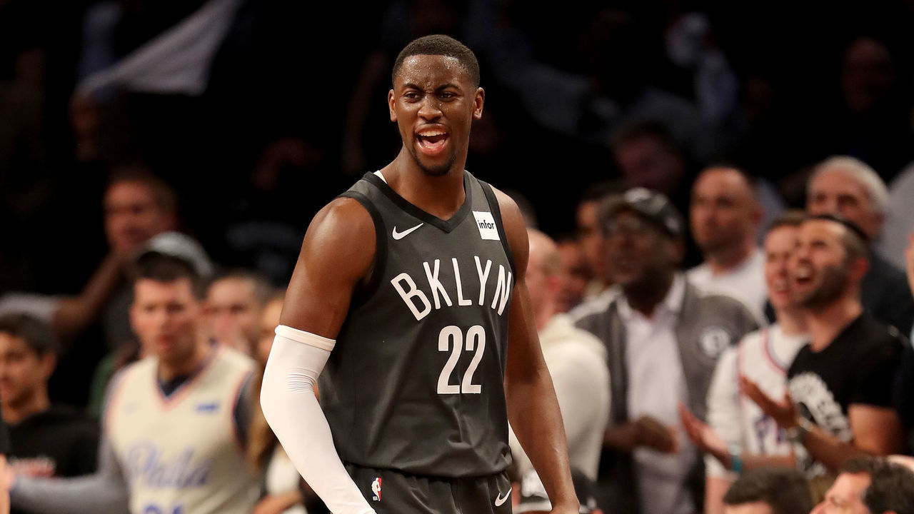 NEW YORK, NEW YORK - APRIL 20: Caris LeVert #22 of the Brooklyn Nets reacts in the first half against the Philadelphia 76ers at Barclays Center on April 20, 2019 in the Brooklyn borough of New York City.