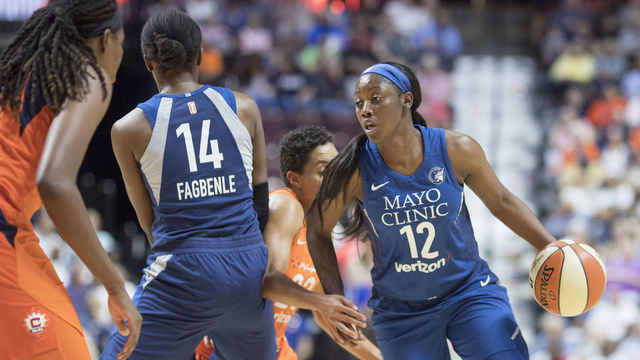 UNCASVILLE, CONNECTICUT- August 17: Alexis Jones #12 of the Minnesota Lynx in action during the Connecticut Sun Vs Minnesota Lynx, WNBA regular season game at Mohegan Sun Arena on August 17, 2018 in Uncasville, Connecticut.