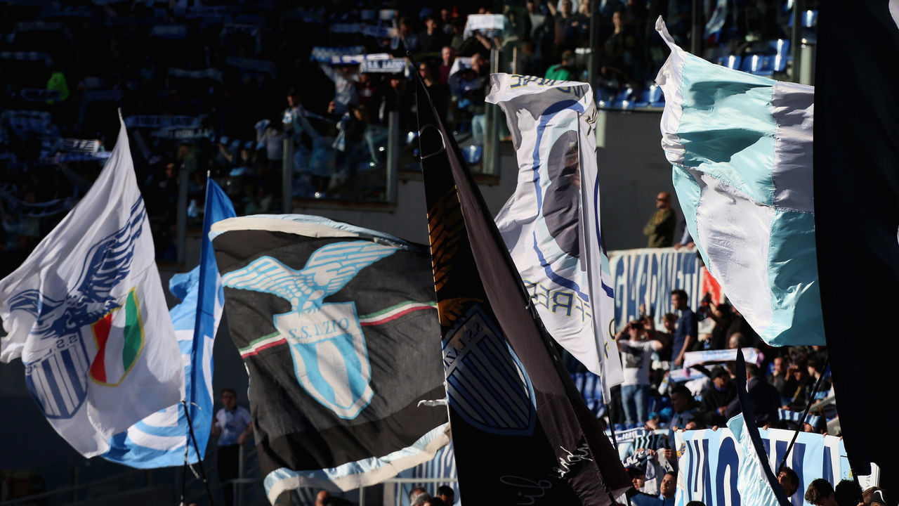 ROME, ITALY - APRIL 07: SS Lazio fans during the Serie A match between SS Lazio and US Sassuolo at Stadio Olimpico on April 7, 2019 in Rome, Italy.
