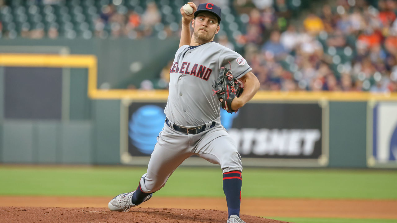 HOUSTON, TX - APRIL 25: Cleveland Indians starting pitcher Trevor Bauer (47) prepares to throw a pitch during the baseball game between the Cleveland Indians and Houston Astros on April 25, 2019 at Minute Maid Park in Houston, Texas.