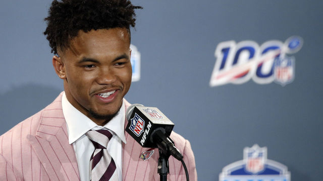 NASHVILLE, TN - APRIL 25: Kyler Murray of Oklahoma speaks to the media after being selected with the overall first pick in the first round of the NFL Draft by the Arizona Cardinals on April 25, 2019 in Nashville, Tennessee.