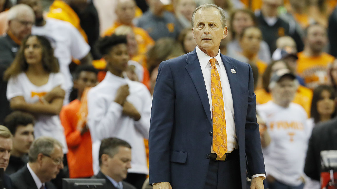 LOUISVILLE, KENTUCKY - MARCH 28: Head coach Rick Barnes of the Tennessee Volunteers reacts against the Purdue Boilermakers during the second half of the 2019 NCAA Men's Basketball Tournament South Regional at the KFC YUM! Center on March 28, 2019 in Louisville, Kentucky.