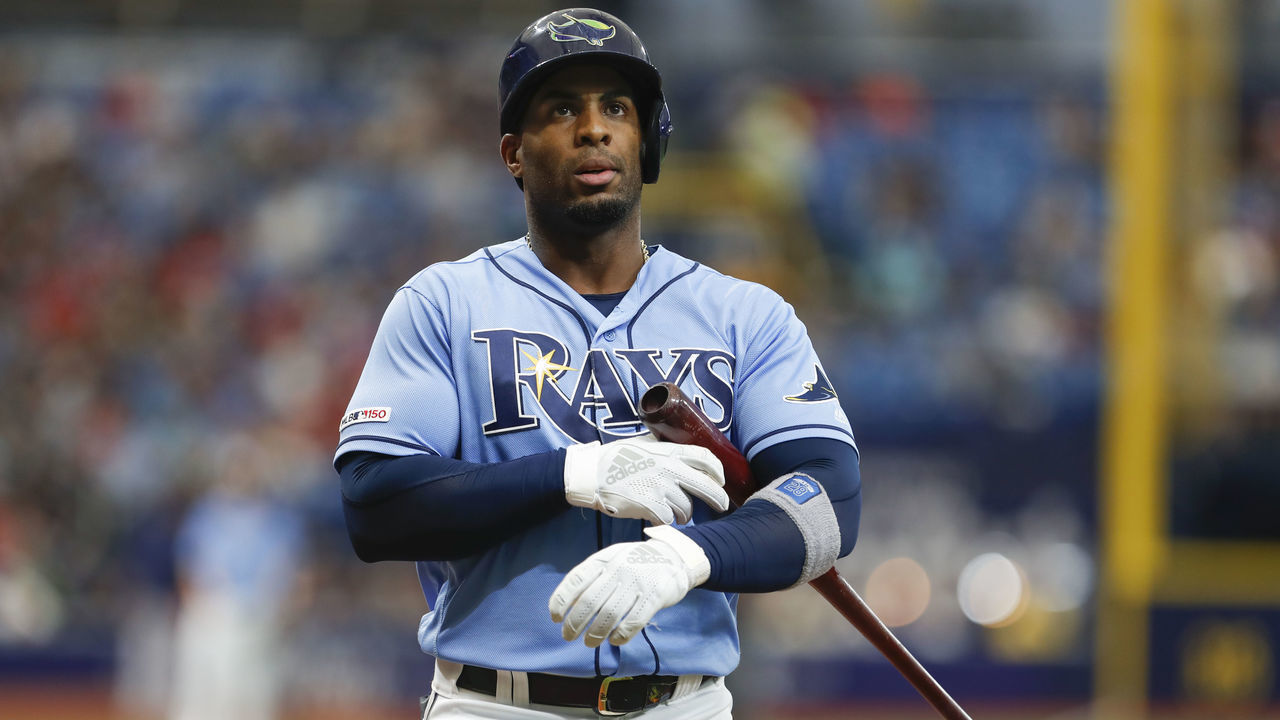 ST. PETERSBURG, FL - APRIL 21: Tampa Bay Rays third baseman Yandy Diaz (2) during the MLB game between the Boston Red Sox and Tampa Bay Rays on April 21, 2019 at Tropicana Field in St. Petersburg, FL.