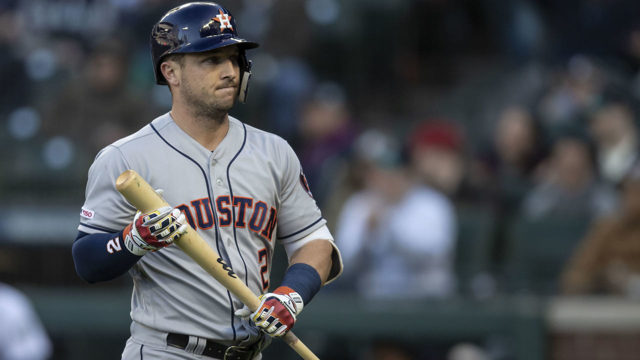 SEATTLE, WA - APRIL 13: Alex Bregman #2 of the Houston Astros walks off the field after an at-bat during a game against the Seattle Mariners at T-Mobile Park on April 13, 2019 in Seattle, Washington. The Astros won 3-1.