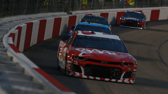 RICHMOND, VA - APRIL 13: Austin Dillon, driver of the #3 AAA Chevrolet, leads a pack of cars during the Monster Energy NASCAR Cup Series Toyota Owners 400 at Richmond Raceway on April 13, 2019 in Richmond, Virginia.