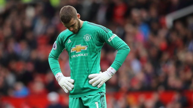 MANCHESTER, ENGLAND - APRIL 28: David de Gea of Manchester United during the Premier League match between Manchester United and Chelsea FC at Old Trafford on April 28, 2019 in Manchester, United Kingdom.