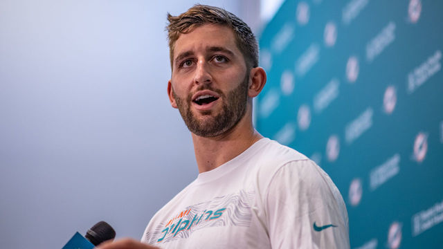 DAVIE, FL - APRIL 29: Quarterback Josh Rosen speaks at a press conference where he was introduced by the Miami Dolphins at Baptist Health Training Facility at Nova Southern University on April 29, 2019 in Davie, Florida.