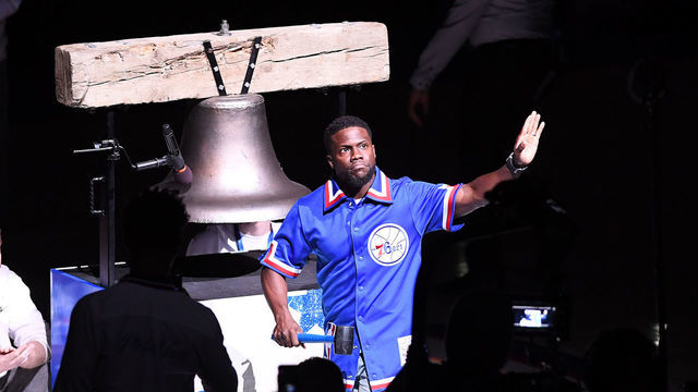 PHILADELPHIA, PA - APRIL 16: Kevin Hart attends the game between the Miami Heat and the Philadelphia 76ers in game two of round one of the 2018 NBA Playoffs on April 16, 2018 at the Wells Fargo Center in Philadelphia, Pennsylvania. *** Local Caption *** Kevin Hart