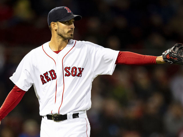 BOSTON, MA - APRIL 30: Rick Porcello #22 of the Boston Red Sox reacts during the seventh inning of a game against the Oakland Athletics on April 30, 2019 at Fenway Park in Boston, Massachusetts.