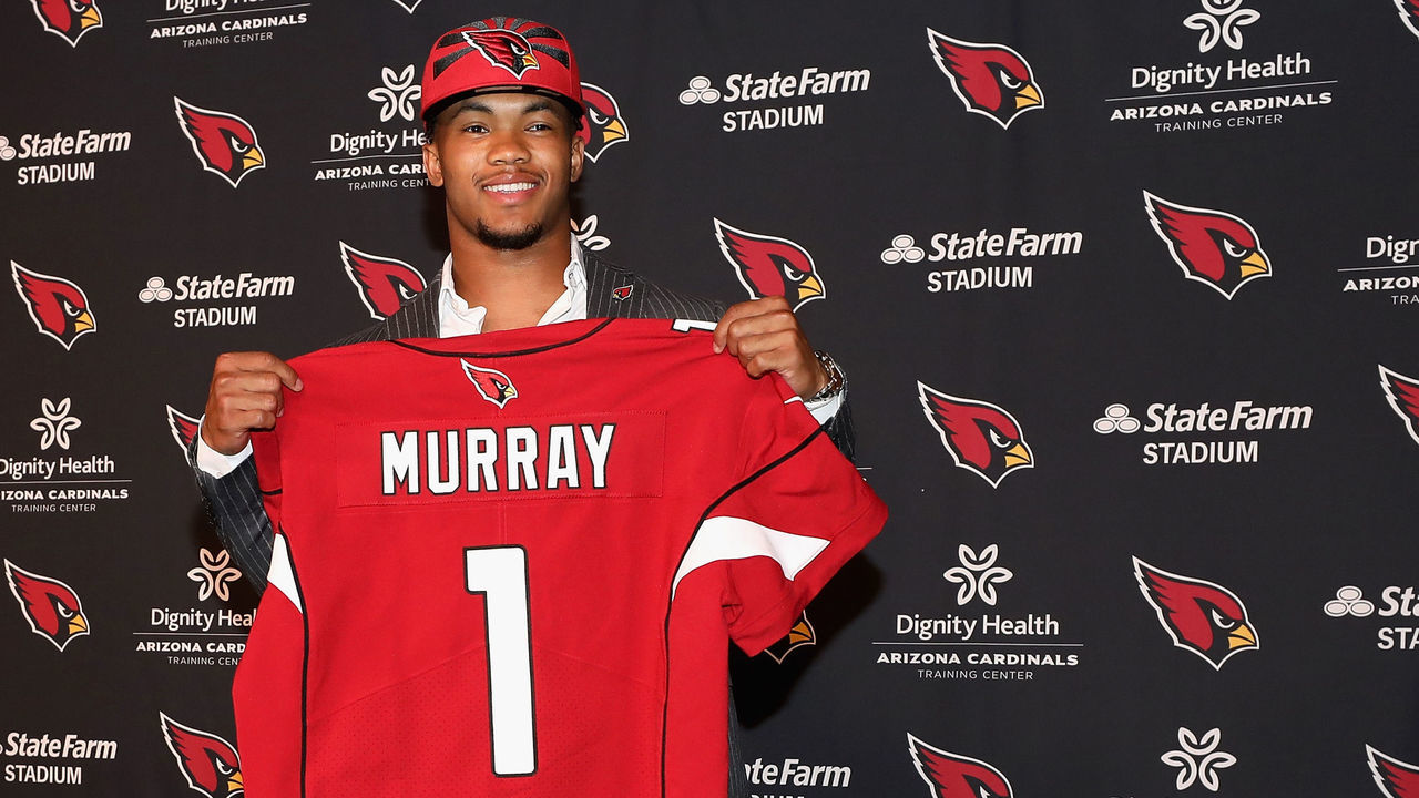 TEMPE, ARIZONA - APRIL 26: Quarterback Kyler Murray of the Arizona Cardinals poses during a press conference at the Dignity Health Arizona Cardinals Training Center on April 26, 2019 in Tempe, Arizona. Murray was the first pick overall by the Arizona Cardinals in the 2019 NFL Draft.