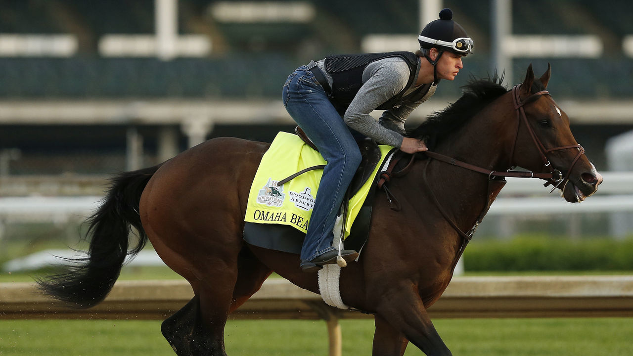 LOUISVILLE, KENTUCKY - MAY 01: Omaha Beach trains on the track during morning workouts in preparation for the 145th running of the Kentucky Derby at Churchill Downs on May 1, 2019 in Louisville, Kentucky.