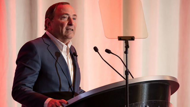 DETROIT, MI - MARCH 26: Gary Bettman, Commissioner of the National Hockey League speaks during the 2019 NHL Club Business Meetings at Detroit Marriott Renaissance on March 26, 2019 in Detroit, Michigan.