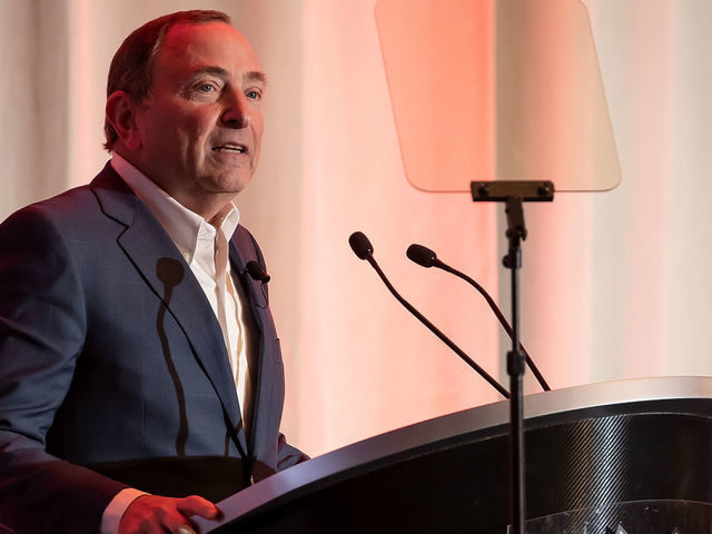 DETROIT, MI - MARCH 26: Gary Bettman, Commissioner of the National Hockey League speaks during the 2019 NHL Club Business Meetings at Detroit Marriott Renaissance on March 26, 2019 in Detroit, Michigan.