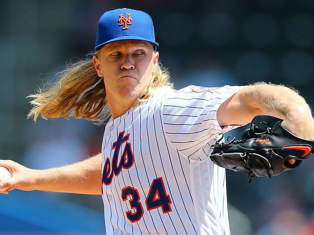 NEW YORK, NEW YORK - MAY 02: Noah Syndergaard #34 of the New York Mets pitches in the second inning against the Cincinnati Reds at Citi Field on May 02, 2019 in the Queens borough of New York City.