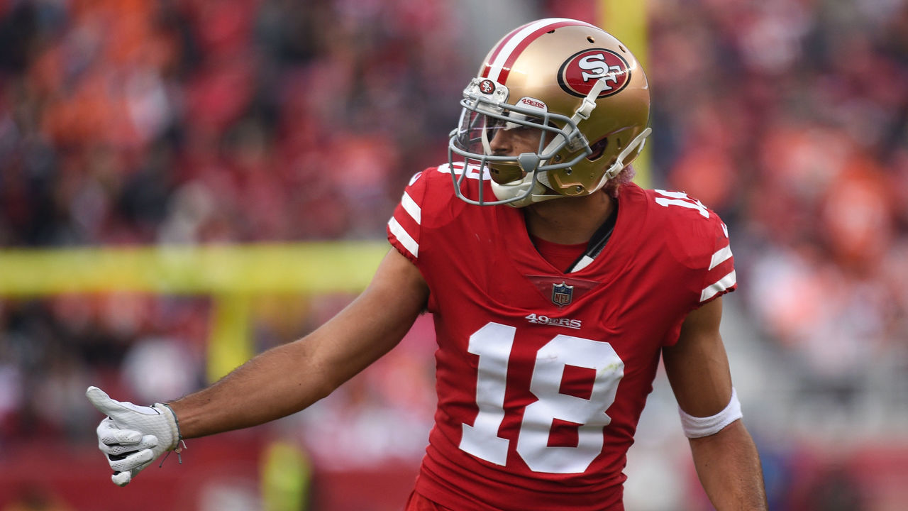 SANTA CLARA, CA - DECEMBER 09: San Francisco 49ers Wide Receiver Dante Pettis (18) during the NFL football game between the Denver Broncos and the San Francisco 49ers on December 9, 2018 at Levi's Stadium in Santa Clara, CA.