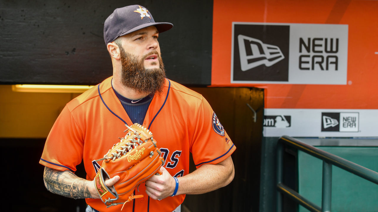 SAN FRANCISCO, CA - AUGUST 07: Houston Astros Starting pitcher Dallas Keuchel (60) walks up the steps from the locker room before the MLB game between the Houston Astros and the San Francisco Giants on August 7, 2018 at AT&T Park in San Francisco, CA.