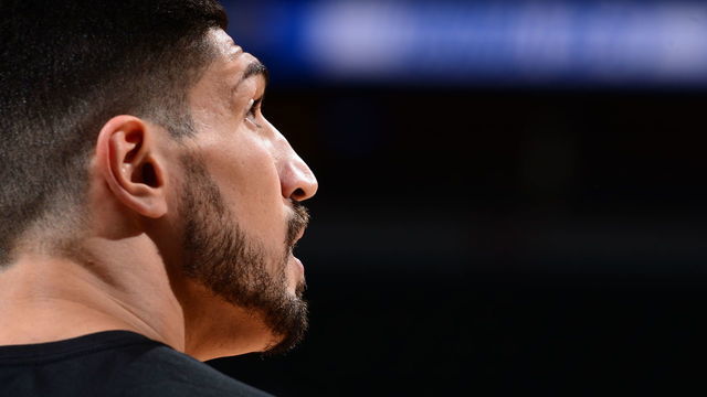 DENVER, CO - MAY 1: Enes Kanter #00 of the Portland Trail Blazers looks on before Game Two of the Western Conference Semifinals against the Denver Nuggets during the 2019 NBA Playoffs on May 1, 2019 at the Pepsi Center in Denver, Colorado. NOTE TO USER: User expressly acknowledges and agrees that, by downloading and/or using this photograph, user is consenting to the terms and conditions of the Getty Images License Agreement. Mandatory Copyright Notice: Copyright 2019 NBAE