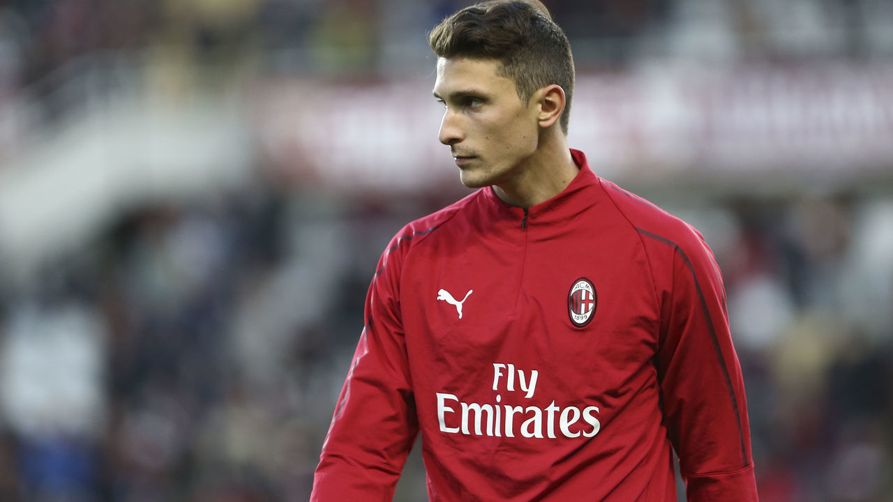 STADIO GRANDE TORINO, TORINO, ITALY - 2019/04/28: Mattia Caldara of Ac Milan looks on before the Serie A football match between Torino Fc and Ac Milan . Torino Fc wins 2-0 over Ac Milan.